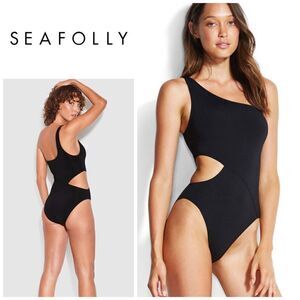 New. SEAFOLLY One shoulder cut out swimsuit. Size 10. Retails $169